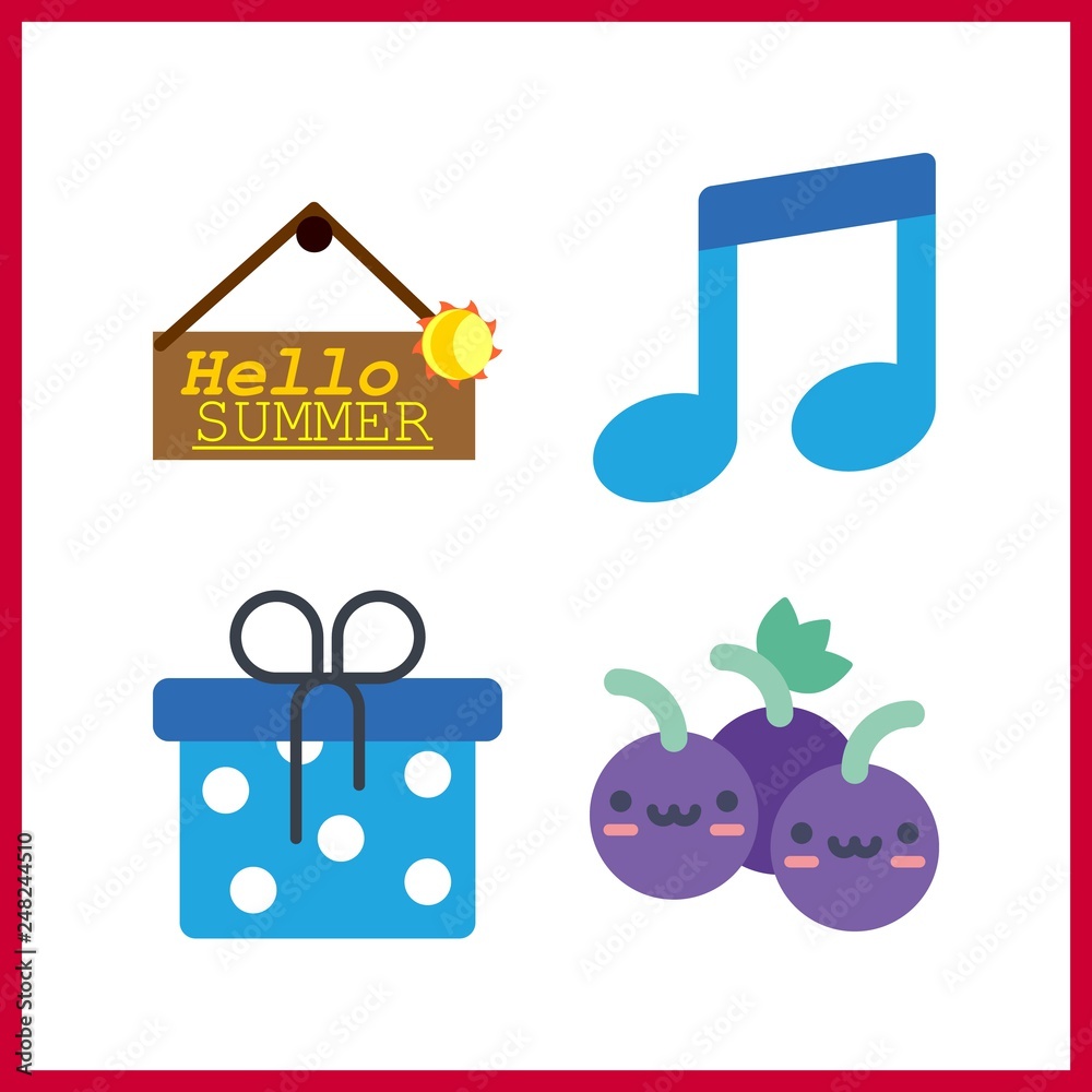 Obraz premium 4 composition icon. Vector illustration composition set. greeting tablo and giftbox icons for composition works