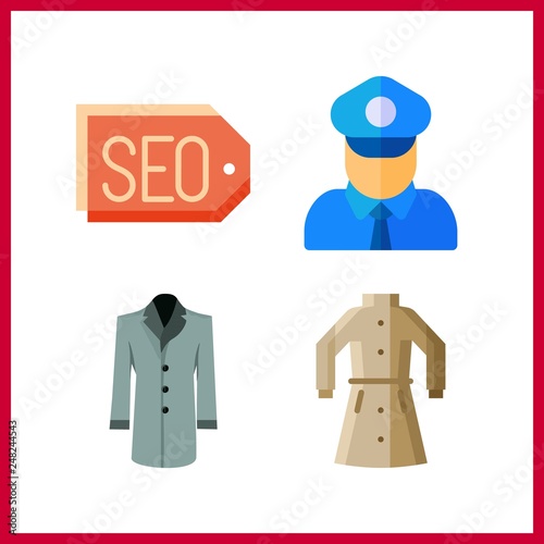 4 gun icon. Vector illustration gun set. coat and policeman icons for gun works