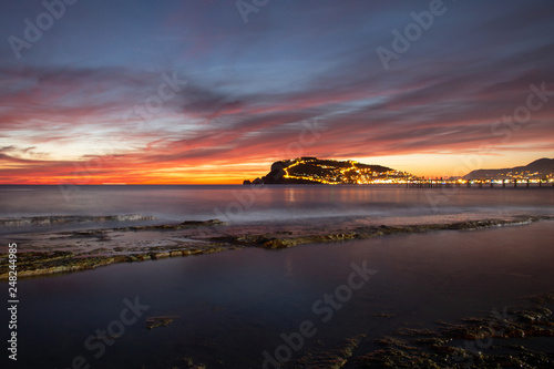 Alanya Castle magnificent sunset view long exposure 