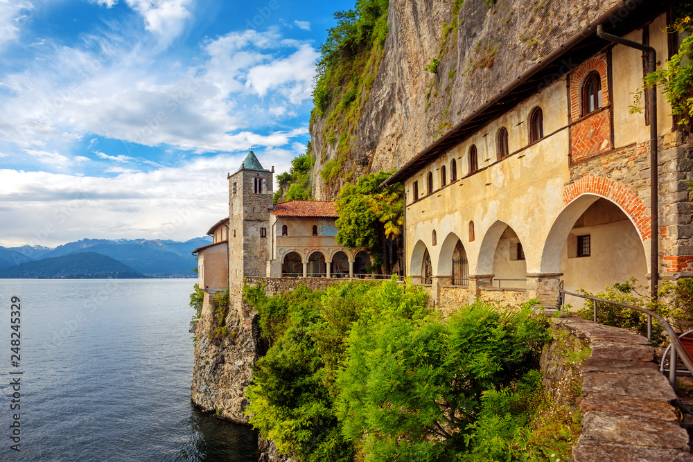 Monastery of Santa Caterina del Sasso on Lago Maggiore Lake, Italy