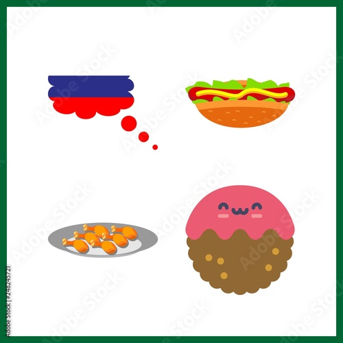 4 meat icon. Vector illustration meat set. meatball and chicken leg icons for meat works