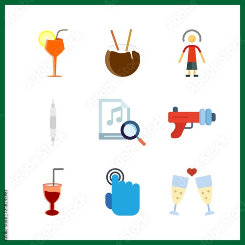 9 club icon. Vector illustration club set. blaster and tap icons for club works
