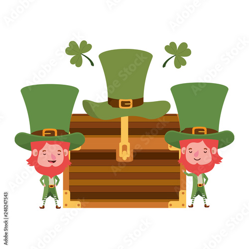 leprechauns with chest and coins character