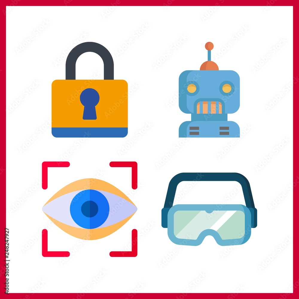 4 cyber icon. Vector illustration cyber set. secure and eye scan icons for cyber works 4 cyber icon. Vector illustration cyber set. secure and eye scan icons for cyber works