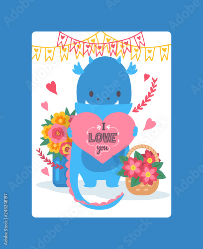 Love vector lovely cartoon flowery sunflower lovable card iloveyou on Valentines day illustration flowered backdrop love decor on flowering party background