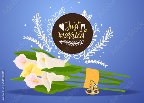 Wedding rings vector wed shop of engagement symbol golden silver jewellery fo...