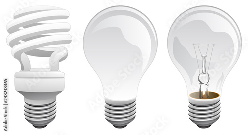 LED and Incandescent Lightbulbs Vector Illustration
