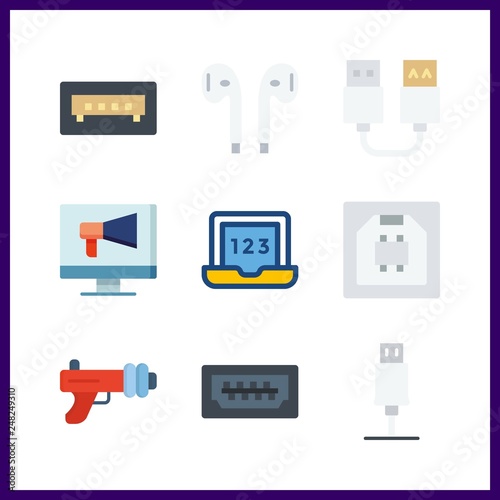 9 portable icon. Vector illustration portable set. blaster and usb icons for portable works