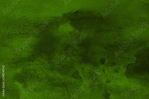 Watercolor green texture with abstract washes and brush strokes on the white paper background. Digital paper background.