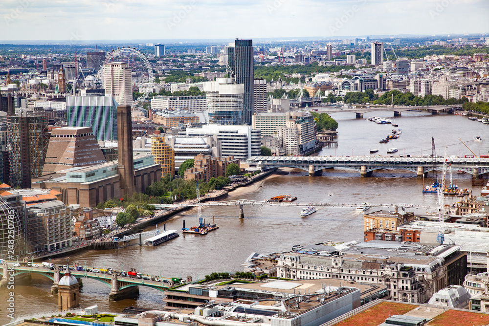 aerial view of London with Saint Paul's cathedral