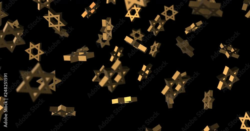 3d golden star of David slow motion
