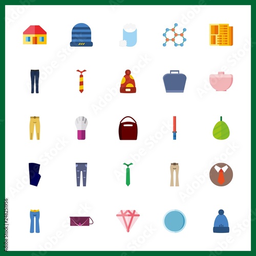 25 material icon. Vector illustration material set. chemical and winter hat icons for material works