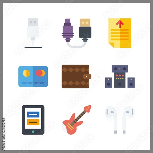 9 electronic icon. Vector illustration electronic set. tablet and usb icons for electronic works
