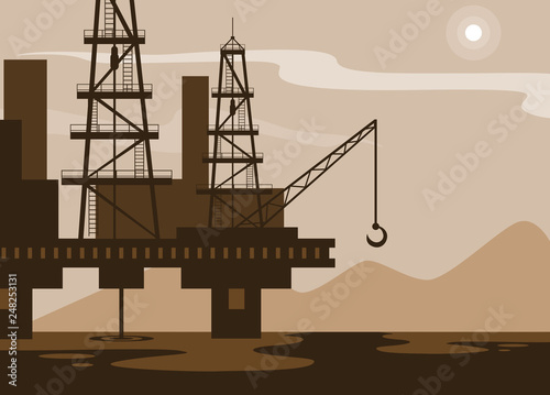 oil industry scene with marine platform
