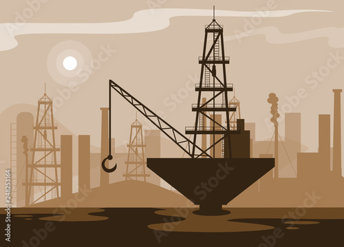 oil industry scene with marine platform