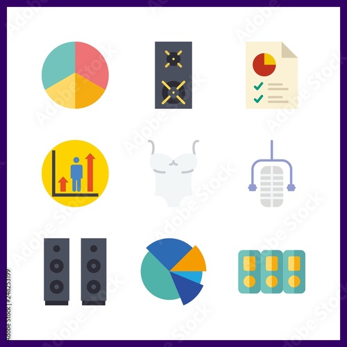 9 presentation icon. Vector illustration presentation set. sleeveless and pie chart icons for presentation works