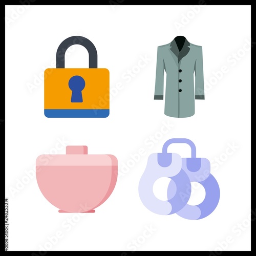 4 iron icon. Vector illustration iron set. crucicle and handcuffs icons for iron works