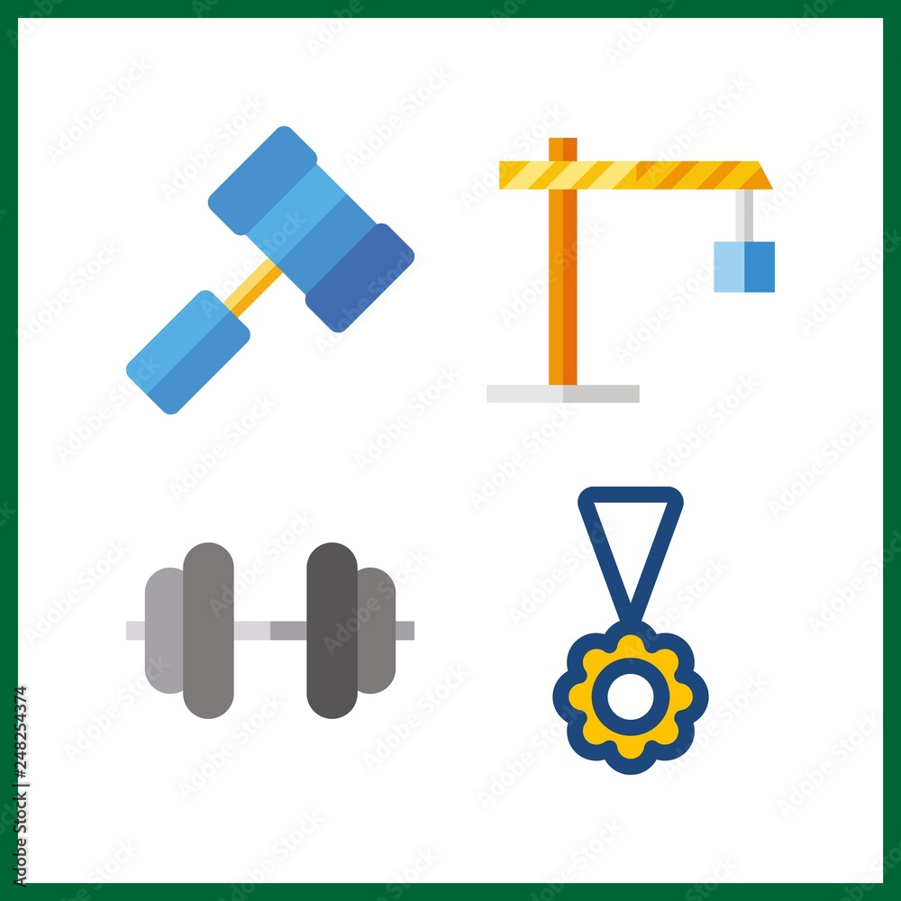4 strong icon. Vector illustration strong set. dumbbell and winch icons for strong works 4 strong icon. Vector illustration strong set. dumbbell and winch icons for strong works