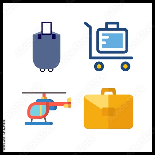 4 plane icon. Vector illustration plane set. helicopter and suitcase icons for plane works