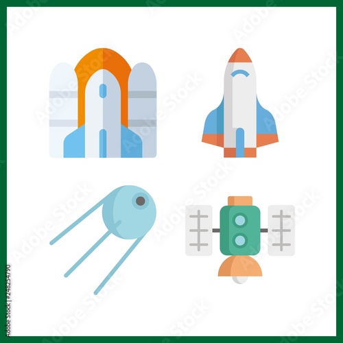4 rocket icon. Vector illustration rocket set. sputnik and satellite icons for rocket works