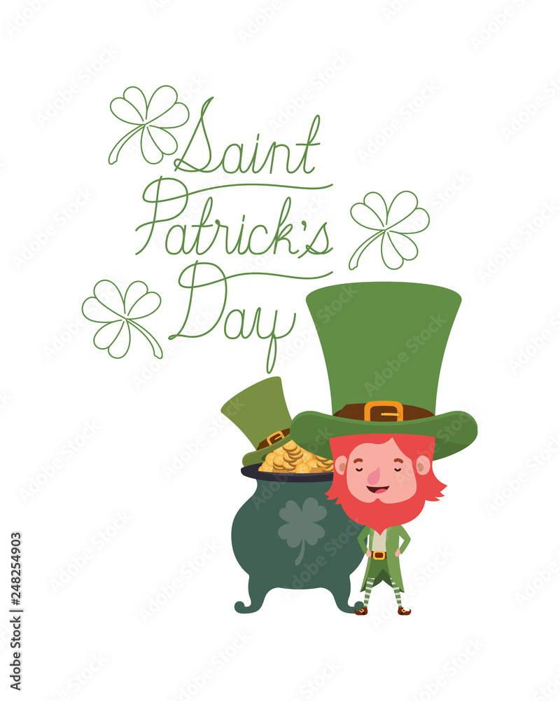 Fototapeta premium saint patricks day label with leprechaun character