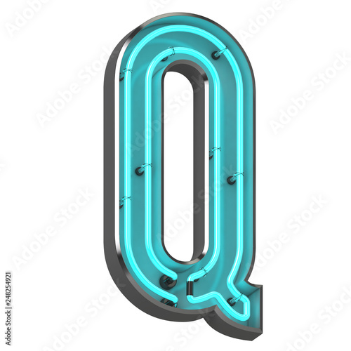 3d neon letter q