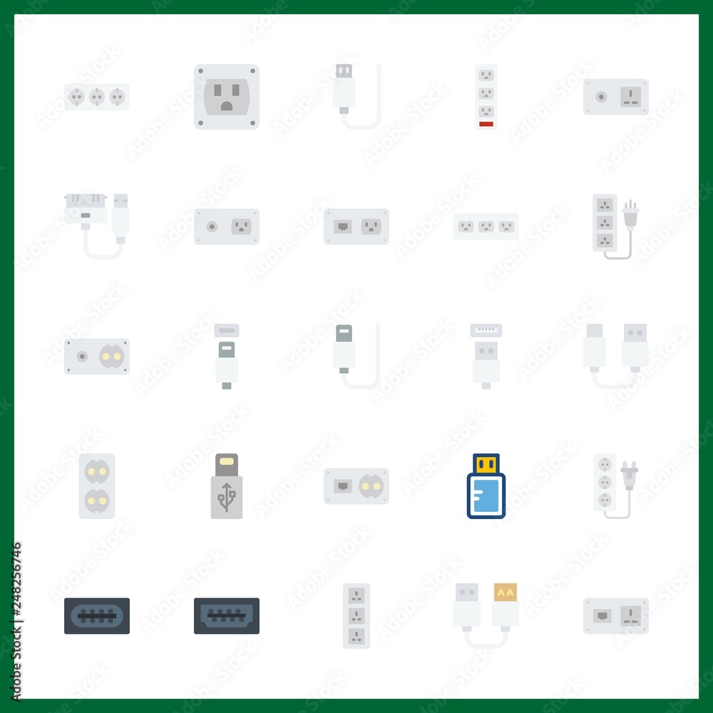 25 plug icon. Vector illustration plug set. usb and pendrive icons for plug works 25 plug icon. Vector illustration plug set. usb and pendrive icons for plug works