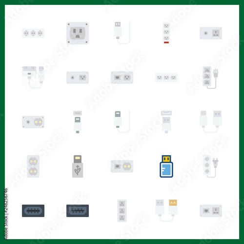 25 plug icon. Vector illustration plug set. usb and pendrive icons for plug works