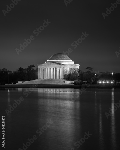 The Thomas Jefferson Memorial at night, in Washington, DC
