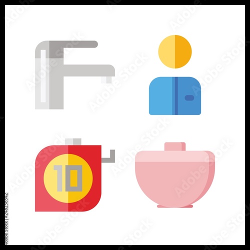 4 construction icon. Vector illustration construction set. plumbering and crucicle icons for construction works