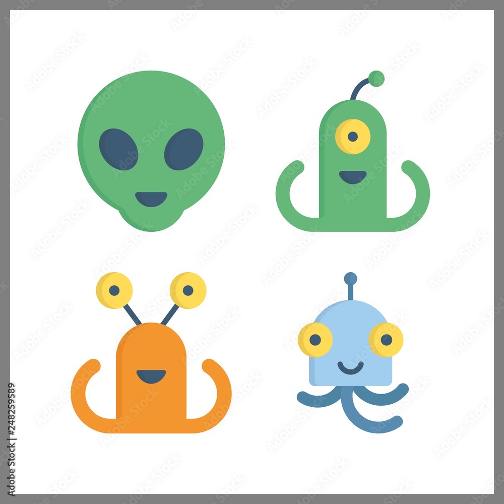 Obraz premium 4 character icon. Vector illustration character set. alien icons for character works
