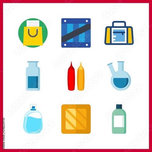 9 container icon. Vector illustration container set. mustard and ketchup and retort icons for container works