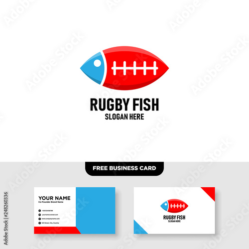 Rugby Fish Logo Vector Template