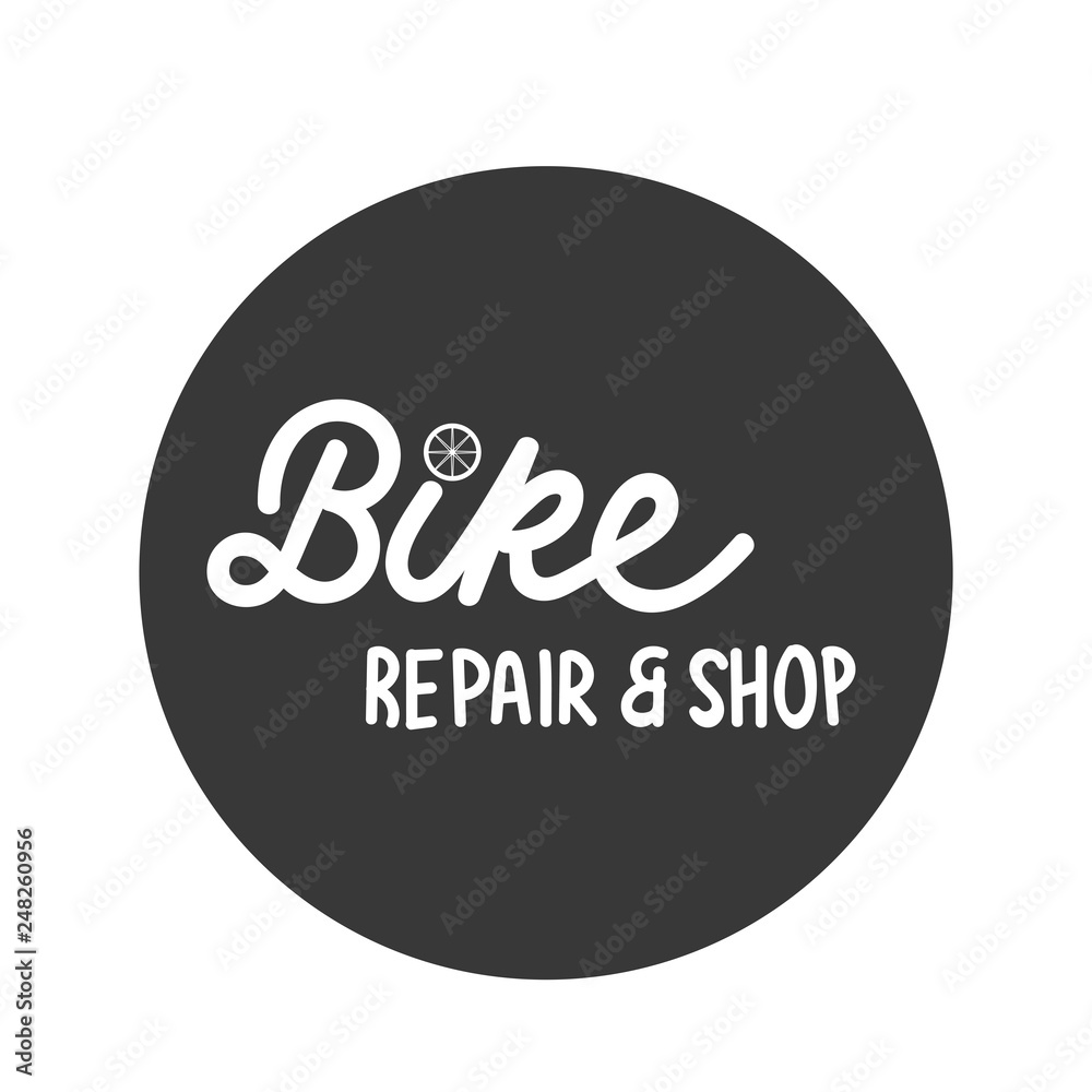 Bike Repair and Shop Icon Logo. Vector illustration. Black background. Bike Repair and Shop Icon Logo. Vector illustration. Black background.