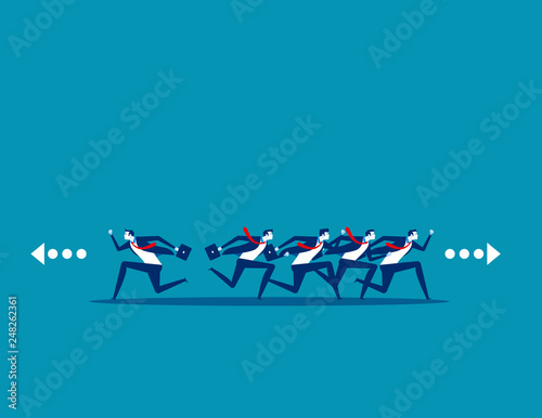 Business people running and direction to different. Concept business vector  Run  Teamwork.