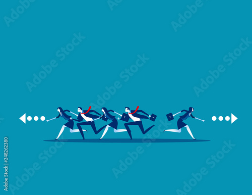 Business people running and direction to different. Concept business vector, Run, Teamwork.