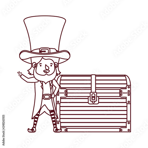 leprechaun with chest and coins character