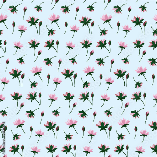 Seamless Pattern with water lilies 