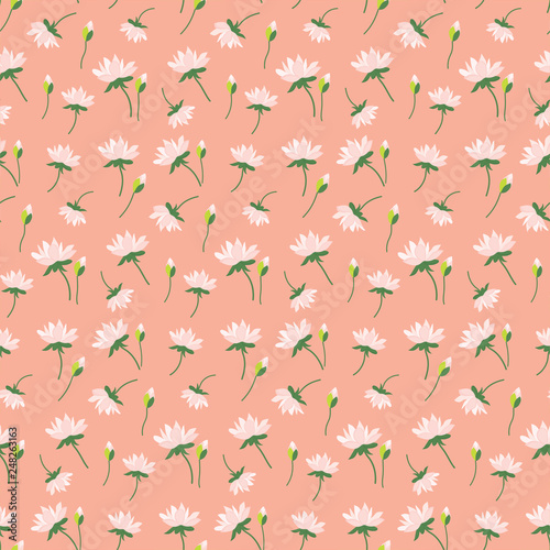 Seamless Pattern with water lilies 