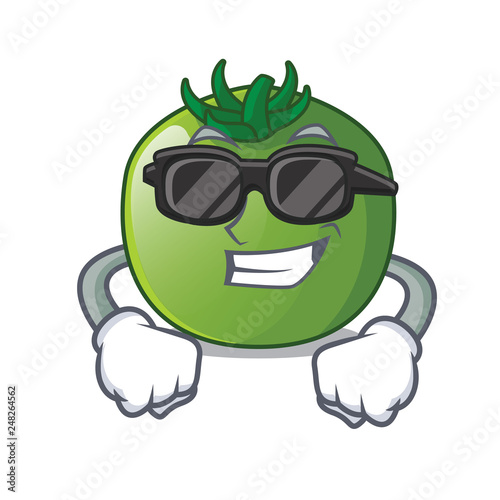 Super cool green tomato with the isolated cartoons