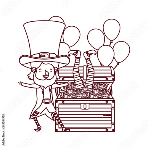 leprechauns with chest and coins character