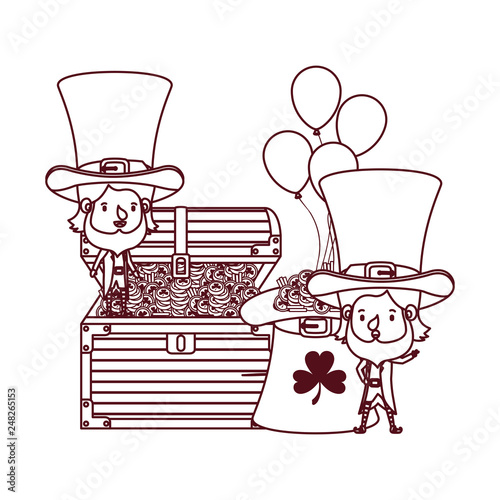 leprechauns with chest and coins character