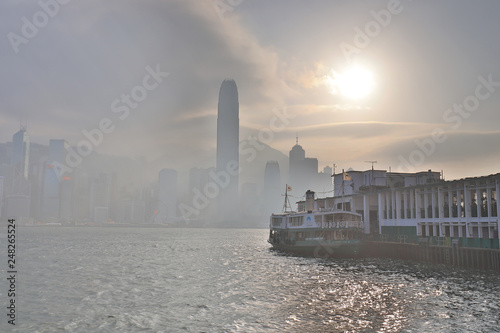 an Air pollution hangs over Hong Kong photo