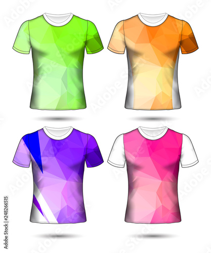  t-shirt templates abstract geometric collection of different colors polygonal mosaic