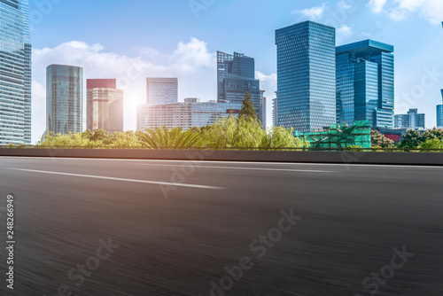 Highway Road and Skyline of Modern Urban Buildings in Shanghai..