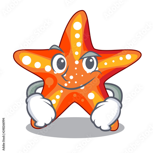 Smirking starfish in the cartoon shape funny