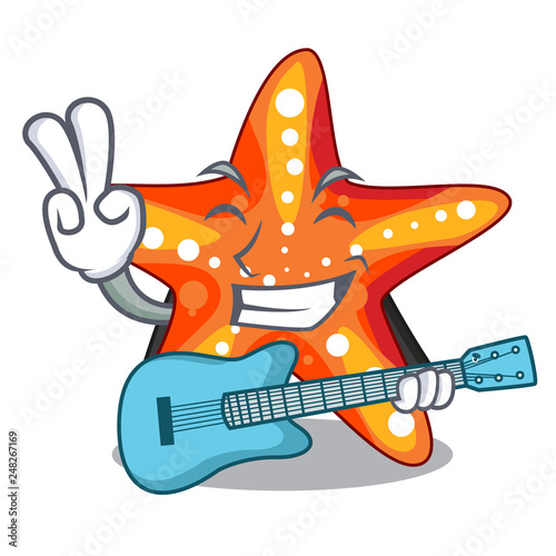 With guitar starfish isolated with in the cartoons