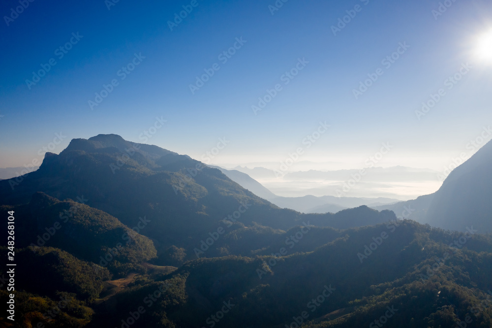 Fototapeta premium Top view Doi Luang Chiang Dao, The third highest mountain in, Thailand