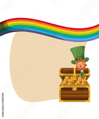 leprechaun with chest and coins character