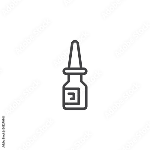 Nasal spray line icon. linear style sign for mobile concept and web design. Medical Droplet outline vector icon. Symbol, logo illustration. Pixel perfect vector graphics